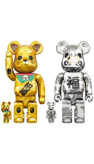 BE@RBRICK BAPE(R) 招き猫 金メッキ & 達磨 銀メッキ 100％ & 400