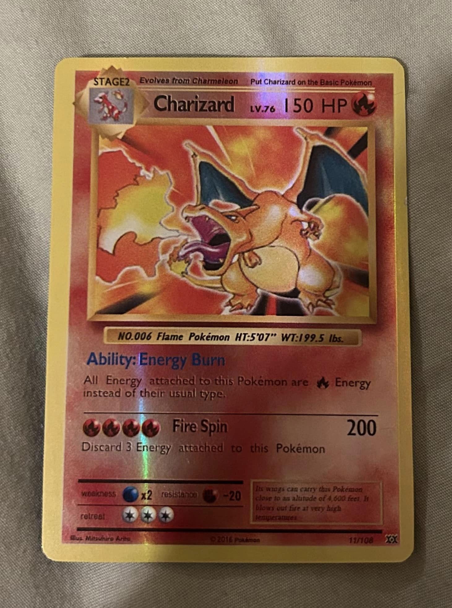 A second example of a fake Charizard card