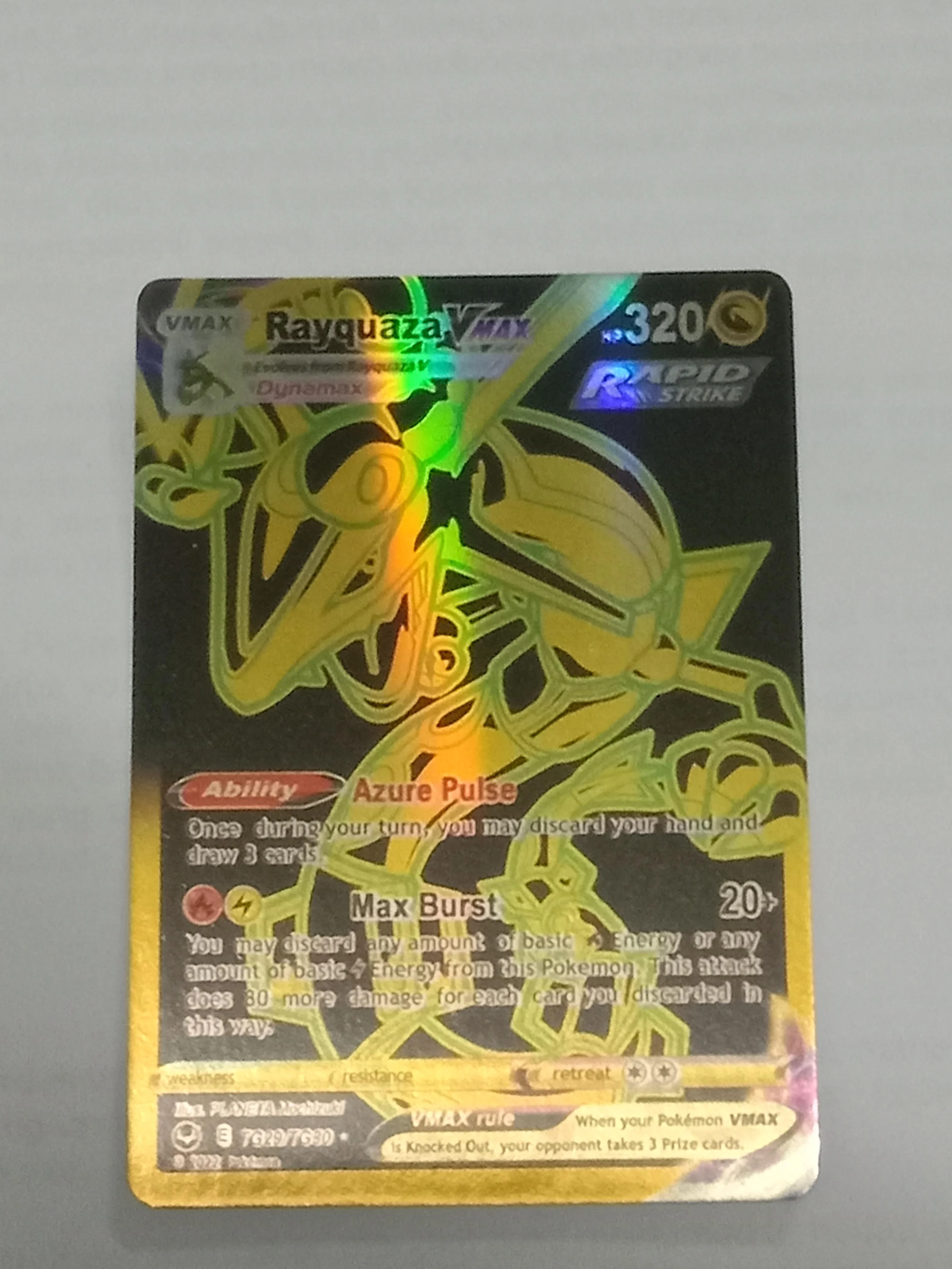 An example of a fake Rayquaza card